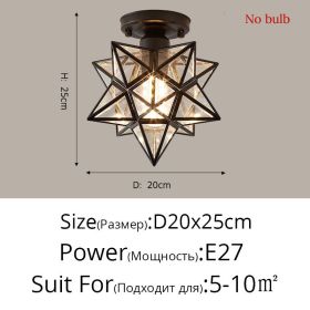 Nordic Creative Five Star Ceiling Lamp (Option: Black-Transparent cover tricolor lig)