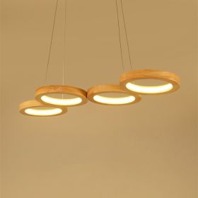 Simplicity Solid Wood Dining Pendant Circle (Option: Stepless dimming-4heads)