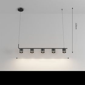 Dining Room Chandelier Modern Simple Personality Art Bedroom Bedside Chandelier (Option: Black-5heads-Stepless dimming)