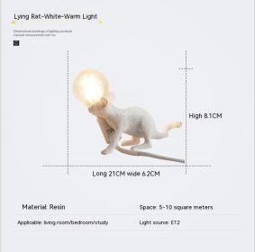 Resin Animal Mini Mouse Decorative Lamp (Option: UK Without Light Source-White Lying Mouse)