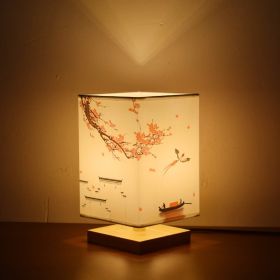 New Chinese Retro Style Bedside Night Light Warm (Option: Red plum Annunciation-Remote control-220V US)