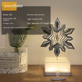 Creative Three-dimensional Rotating Ambience Light Bedroom (Option: Three Colors-Snowflake-USB)